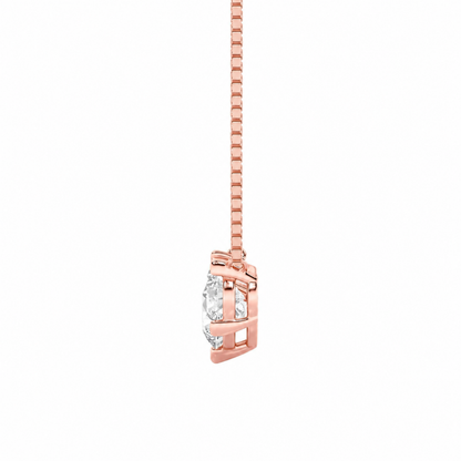 2 Ct Round (F/VS) Lab Grown Diamond Prong 14K Rose Gold Three-Stone Past Present Future Pendant Necklace