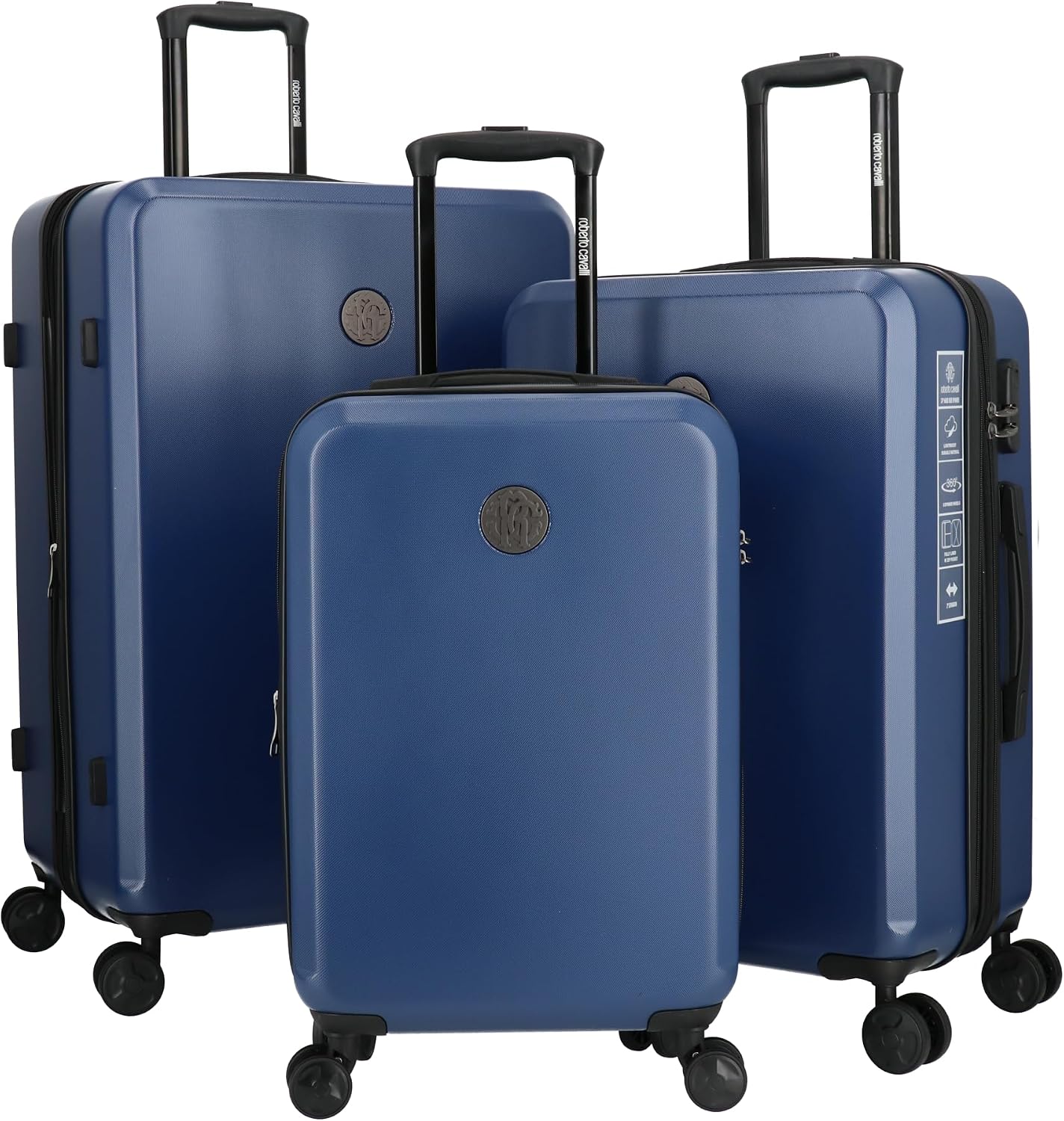 ROBERTO CAVALLI 3-Piece Solid Classic Hardshell Luggage Set – Spinner Suitcases for Carry-On & Checked Travel