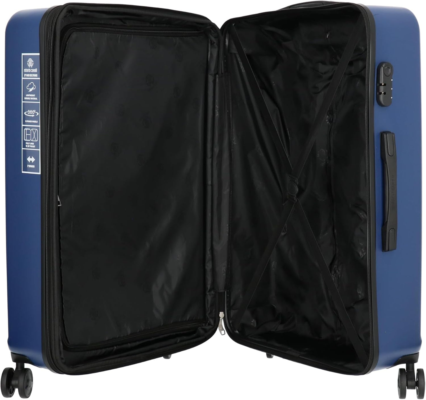 ROBERTO CAVALLI 3-Piece Solid Classic Hardshell Luggage Set – Spinner Suitcases for Carry-On & Checked Travel