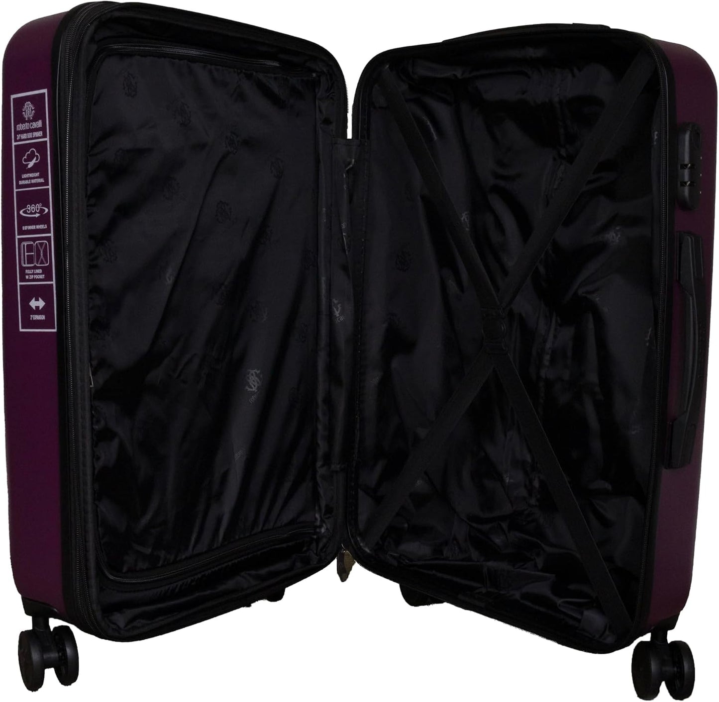 ROBERTO CAVALLI 3-Piece Hard Shell Spinner Luggage Set – Luxury Carry-On & Checked Suitcases