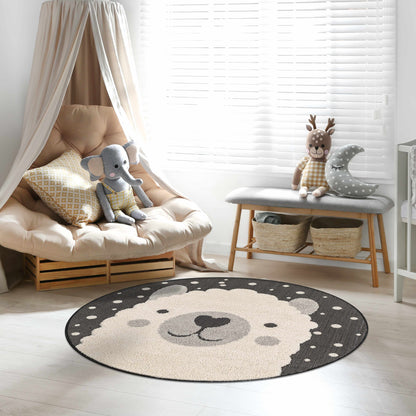 Kids Llama Animal Print Nursery Outdoor Area Rug - Clearance