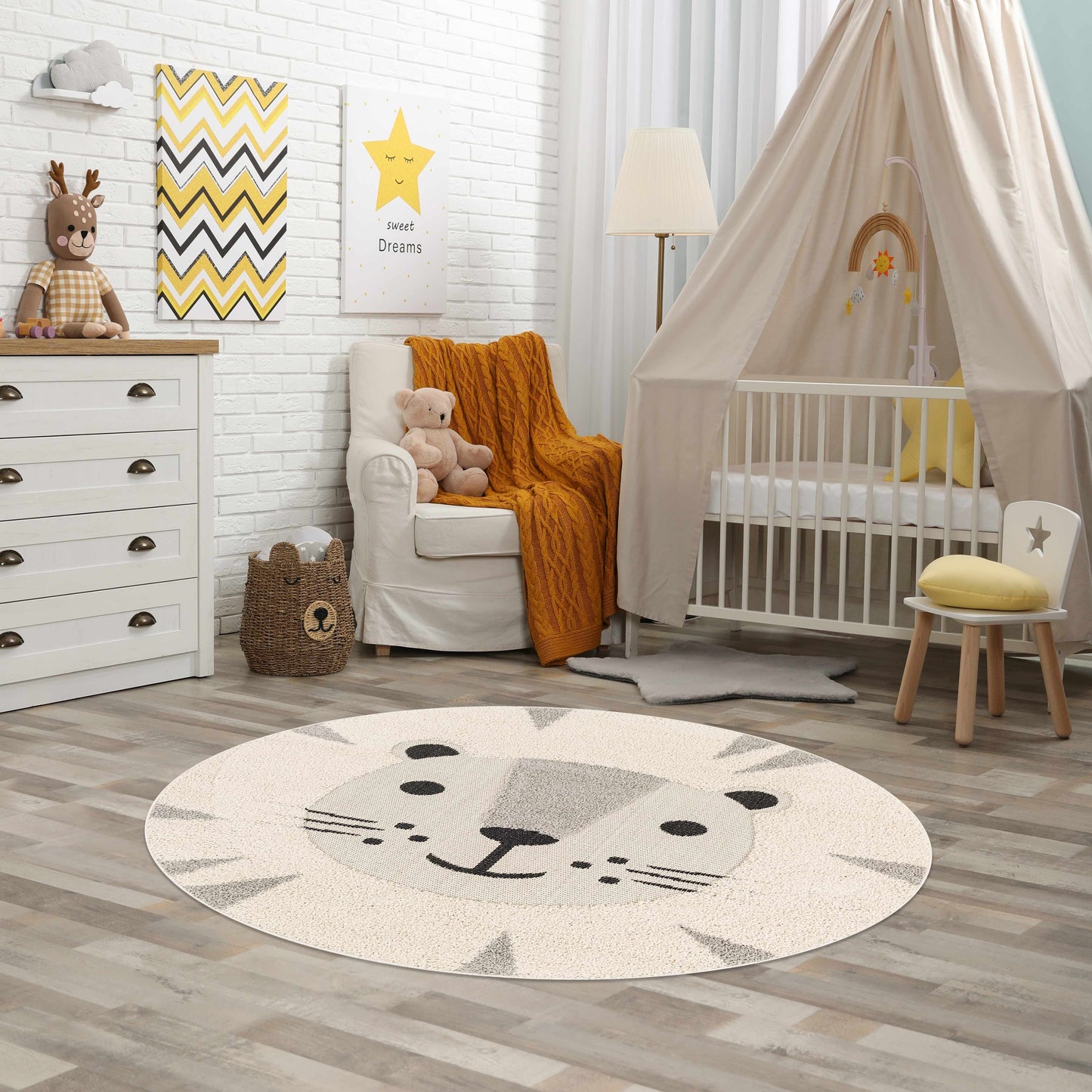 Kids Lion Animal Print Nursery Outdoor Area Rug - Clearance