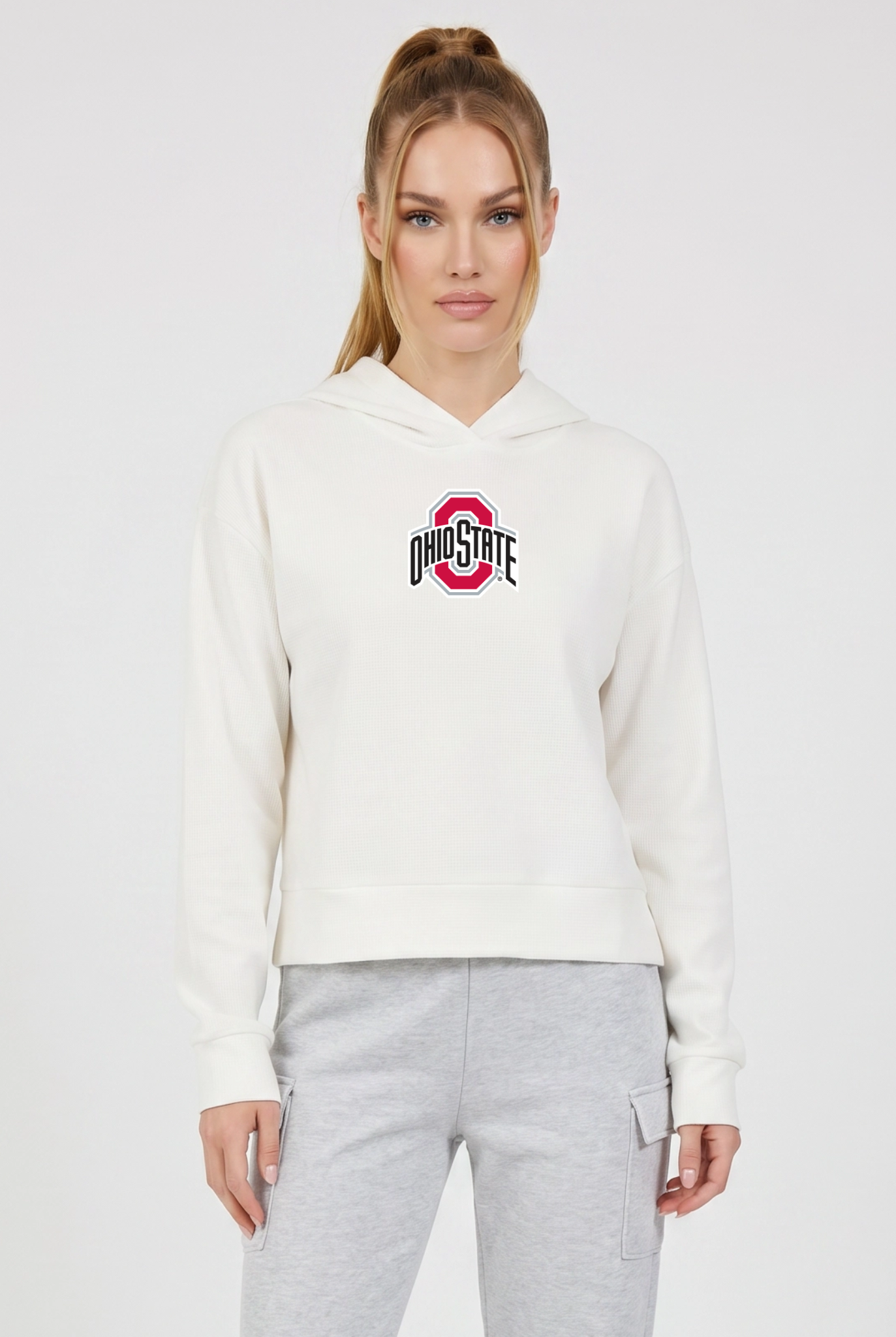Relaxed Fit Waffle Hoodie Ohio State