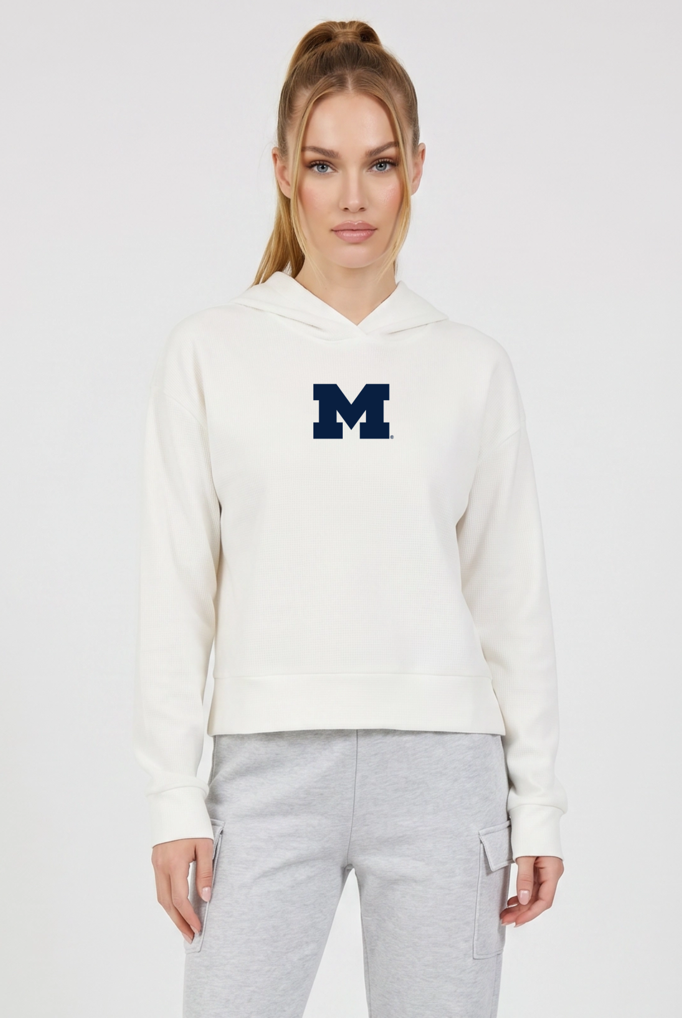 Relaxed Fit Waffle Hoodie Michigan