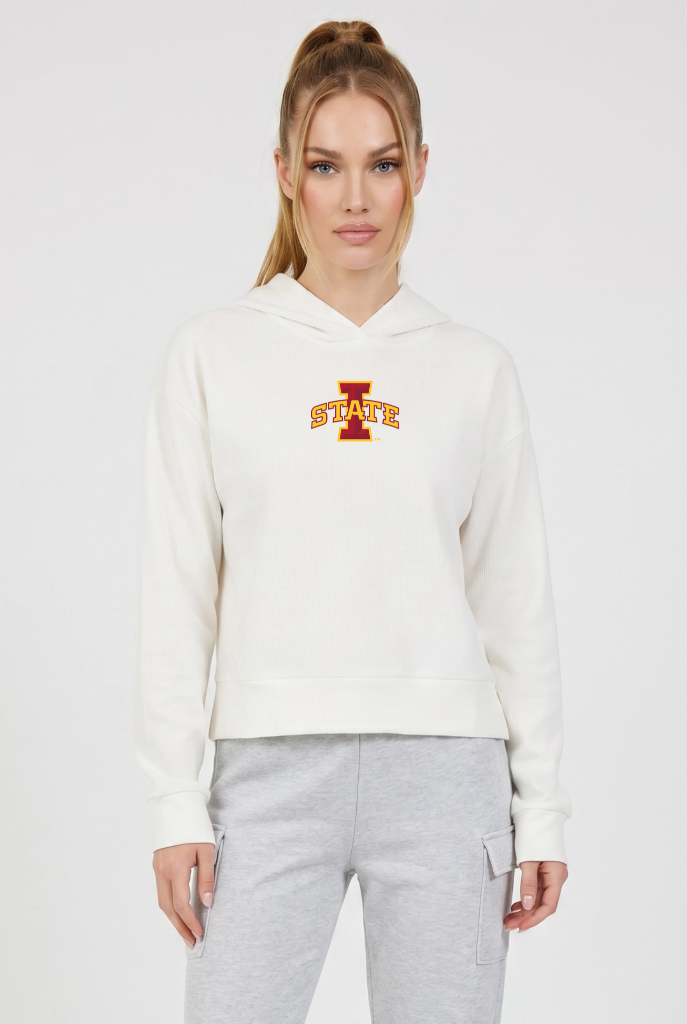 Relaxed Fit Waffle Hoodie Iowa State