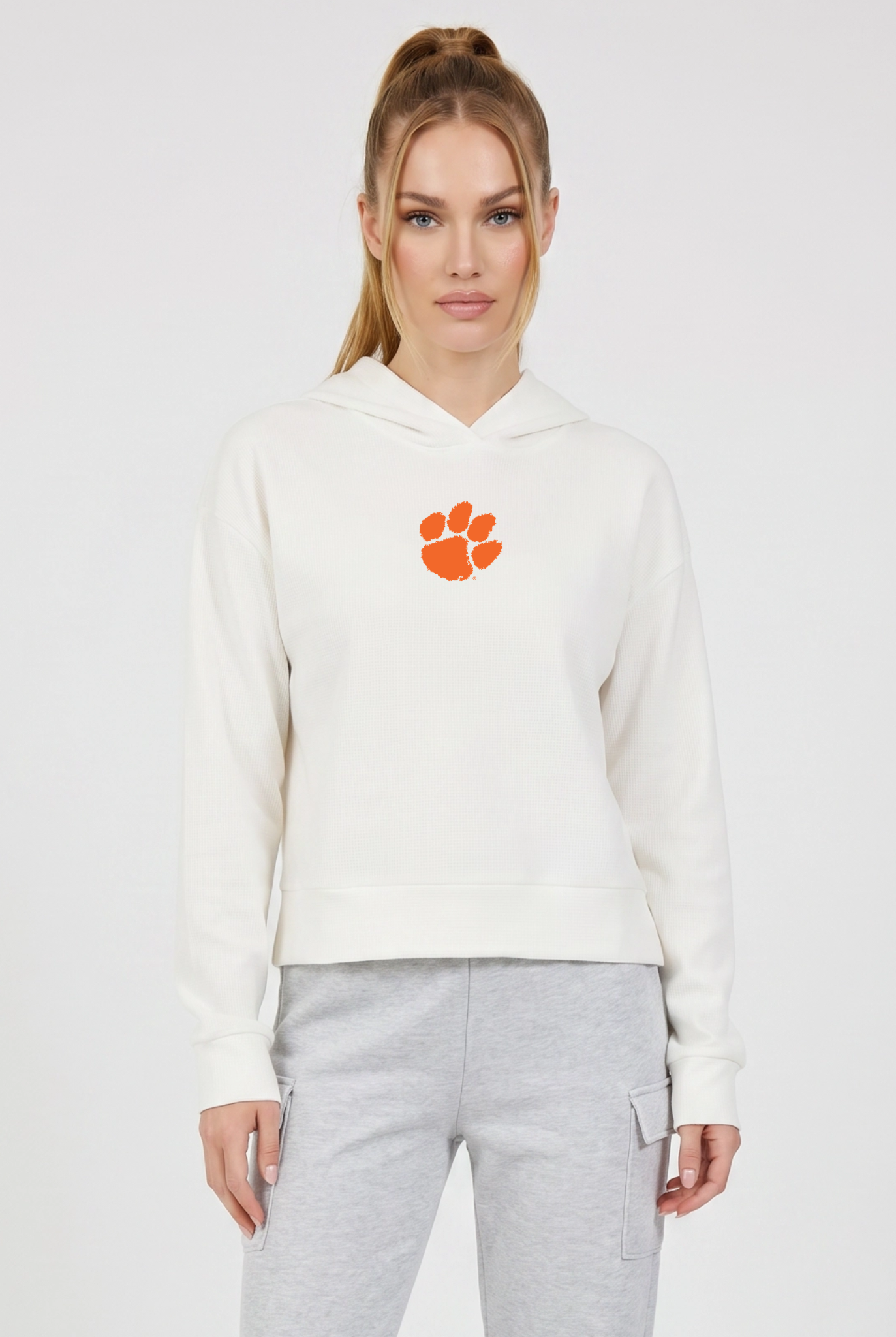 Relaxed Fit Waffle Hoodie Clemson