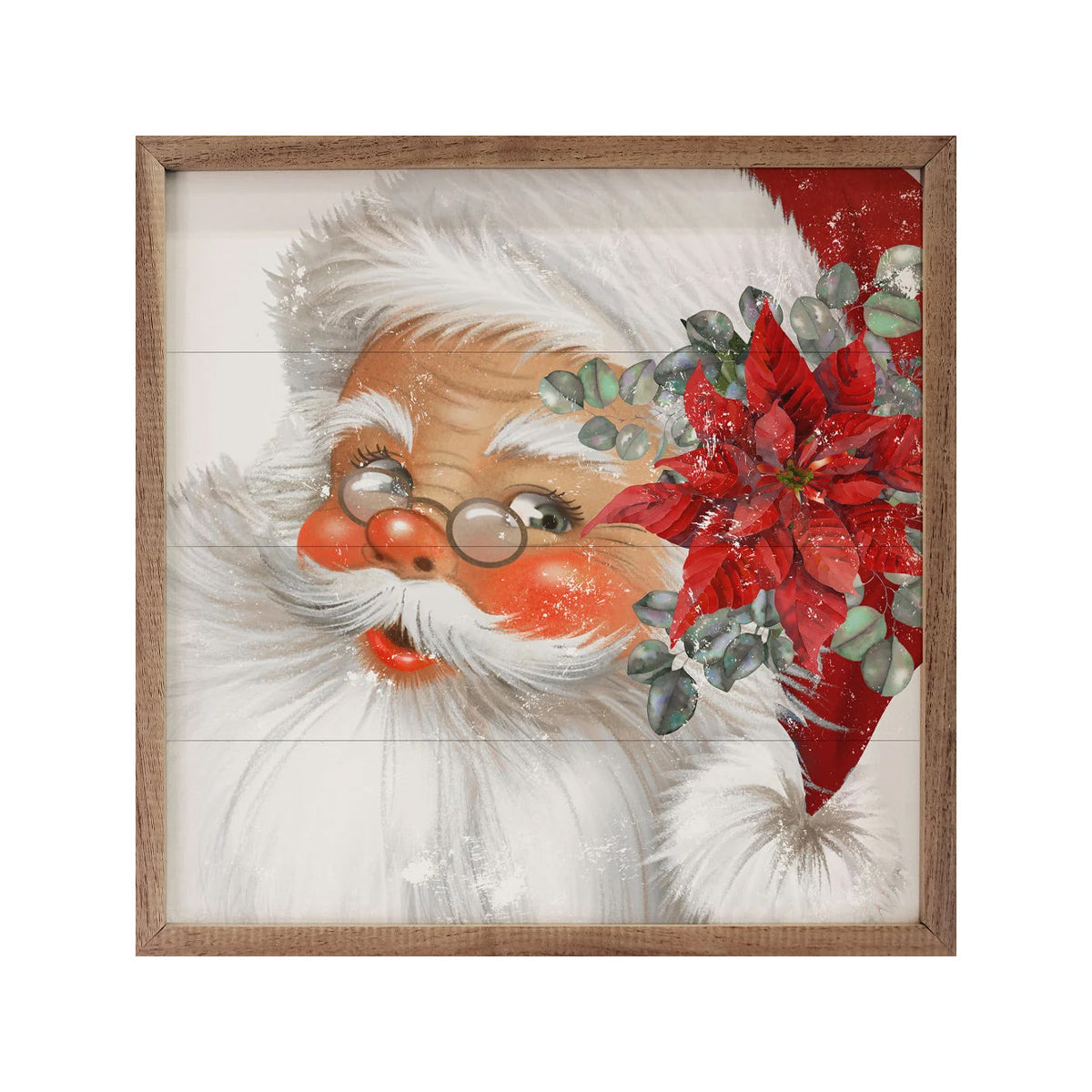 Kendrick Home Santa Red Hat Poinsettia White