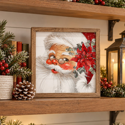 Kendrick Home Santa Red Hat Poinsettia White