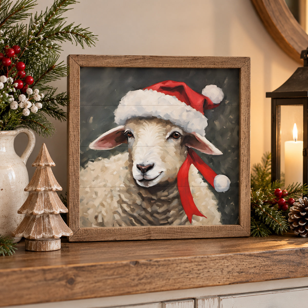 Kendrick Home Santa Sheep With Hat