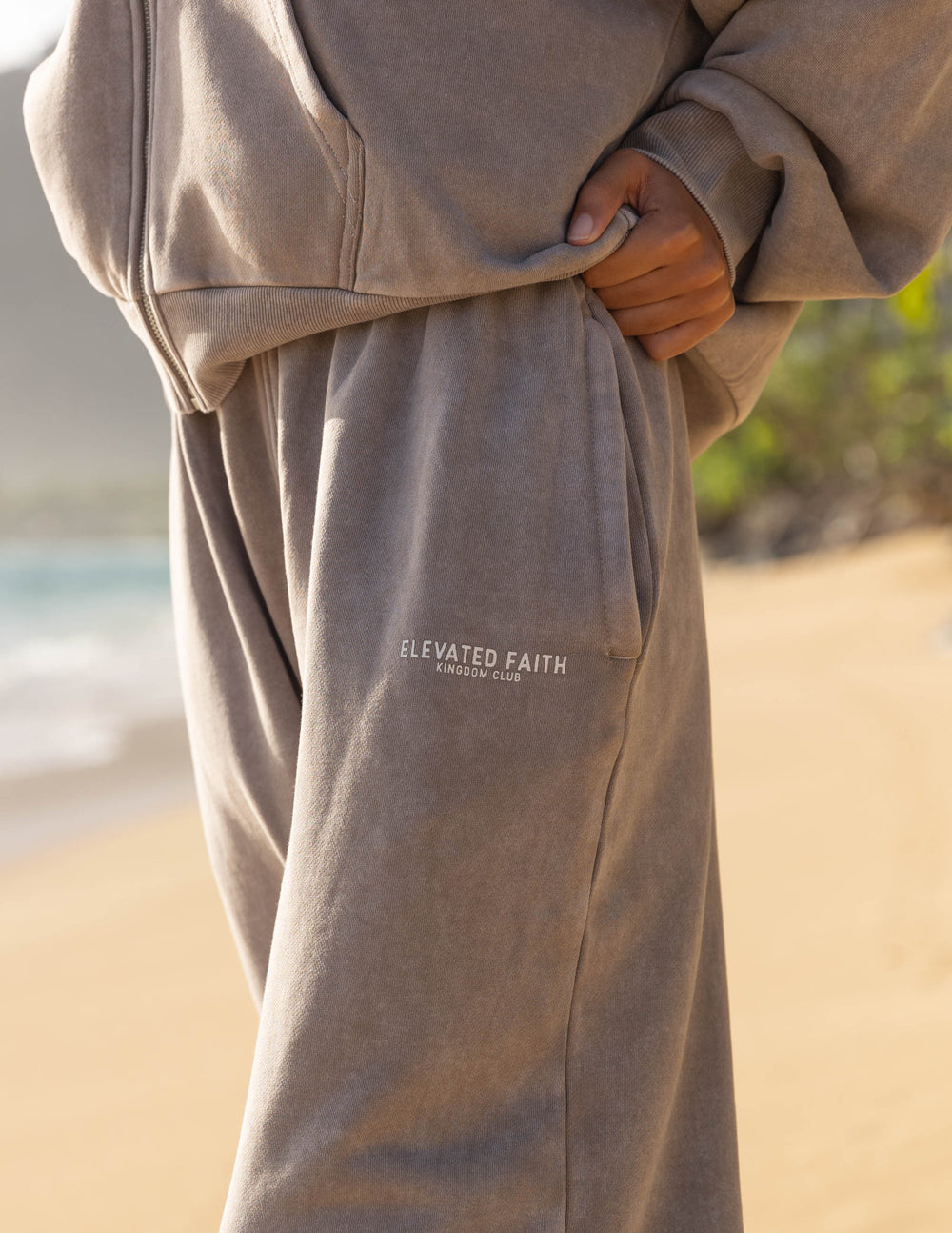 Elevated Faith Kingdom Club Brown Wide Leg Sweatpant