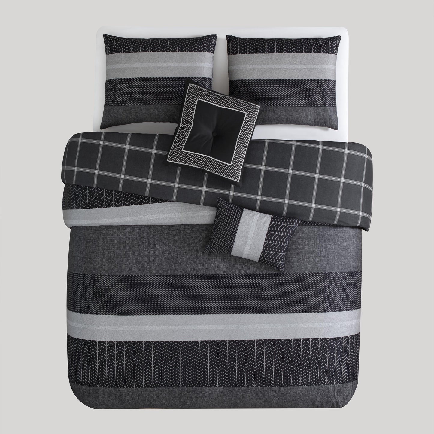 Bebejan Kyle Black 5 Piece Reversible Comforter Set