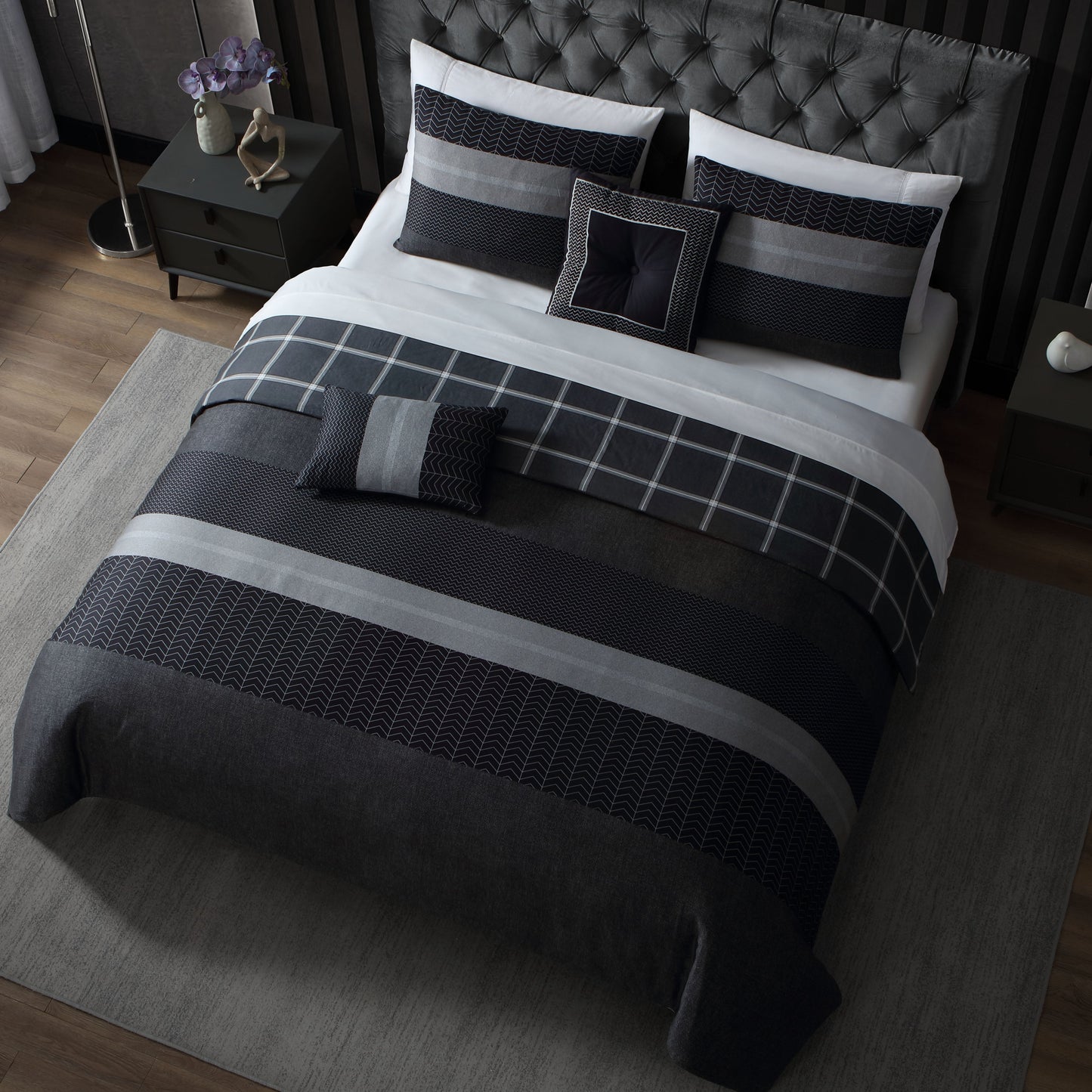 Bebejan Kyle Black 5 Piece Reversible Comforter Set