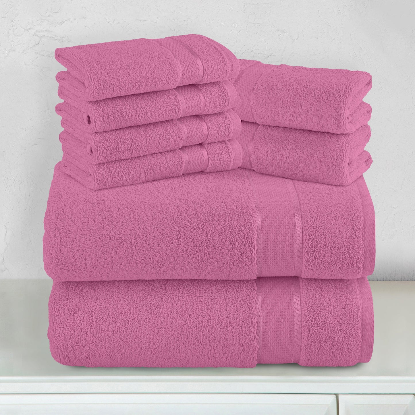 Elegant Comfort 8-Piece Turkish Cotton Towel Set, 4 Washcloths, 2 Hand Towels and 2 Bath Towels