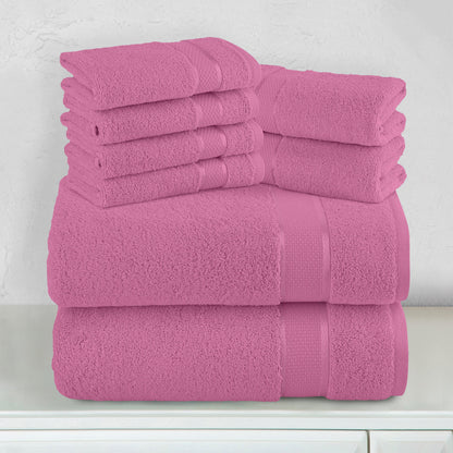 Elegant Comfort 8-Piece Turkish Cotton Towel Set, 4 Washcloths, 2 Hand Towels and 2 Bath Towels