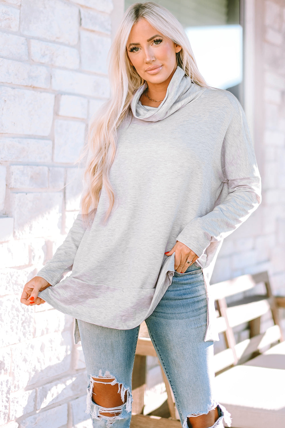 Threaded Pear Rebecca Cowl Neck Shift Tunic Top