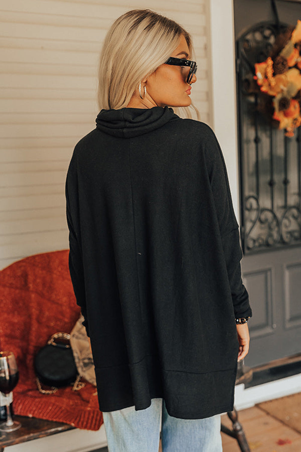 Threaded Pear Rebecca Cowl Neck Shift Tunic Top