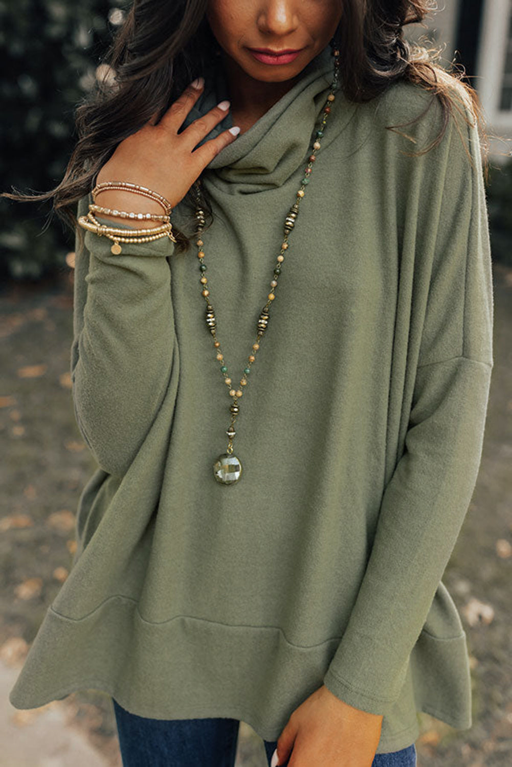 Threaded Pear Rebecca Cowl Neck Shift Tunic Top