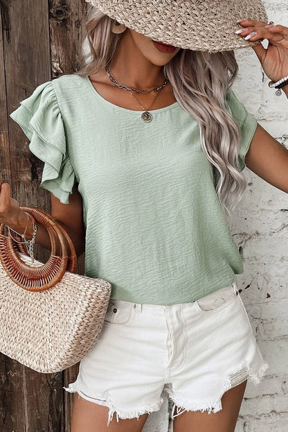 Melania - Lightweight Ruffled Sleeve Top