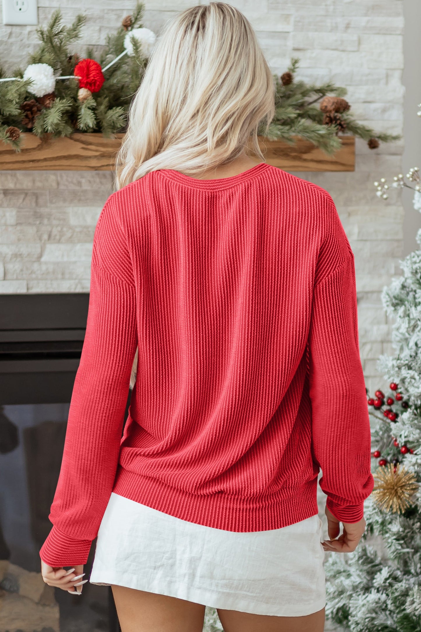 Threaded Pear Ximena Letter Graphic Loose Long Sleeve Top