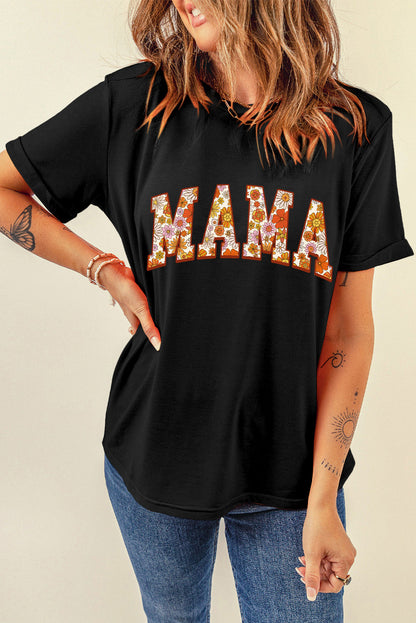 Threaded Pear Sunny Flower MAMA Letter Graphic Tee