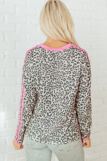 Threaded Pear Lilliana Varsity Stripe Detail Long Sleeve Top