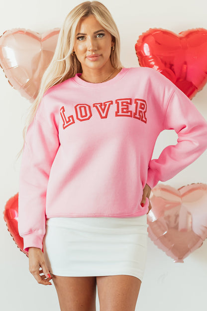 Threaded Pear Raya LOVER Puff Print Drop Shoulder Pullover Sweatshirt