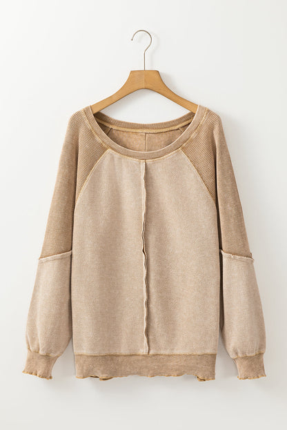 Threaded Pear Jolie Waffle Exposed Seam Raglan Sweatshirt