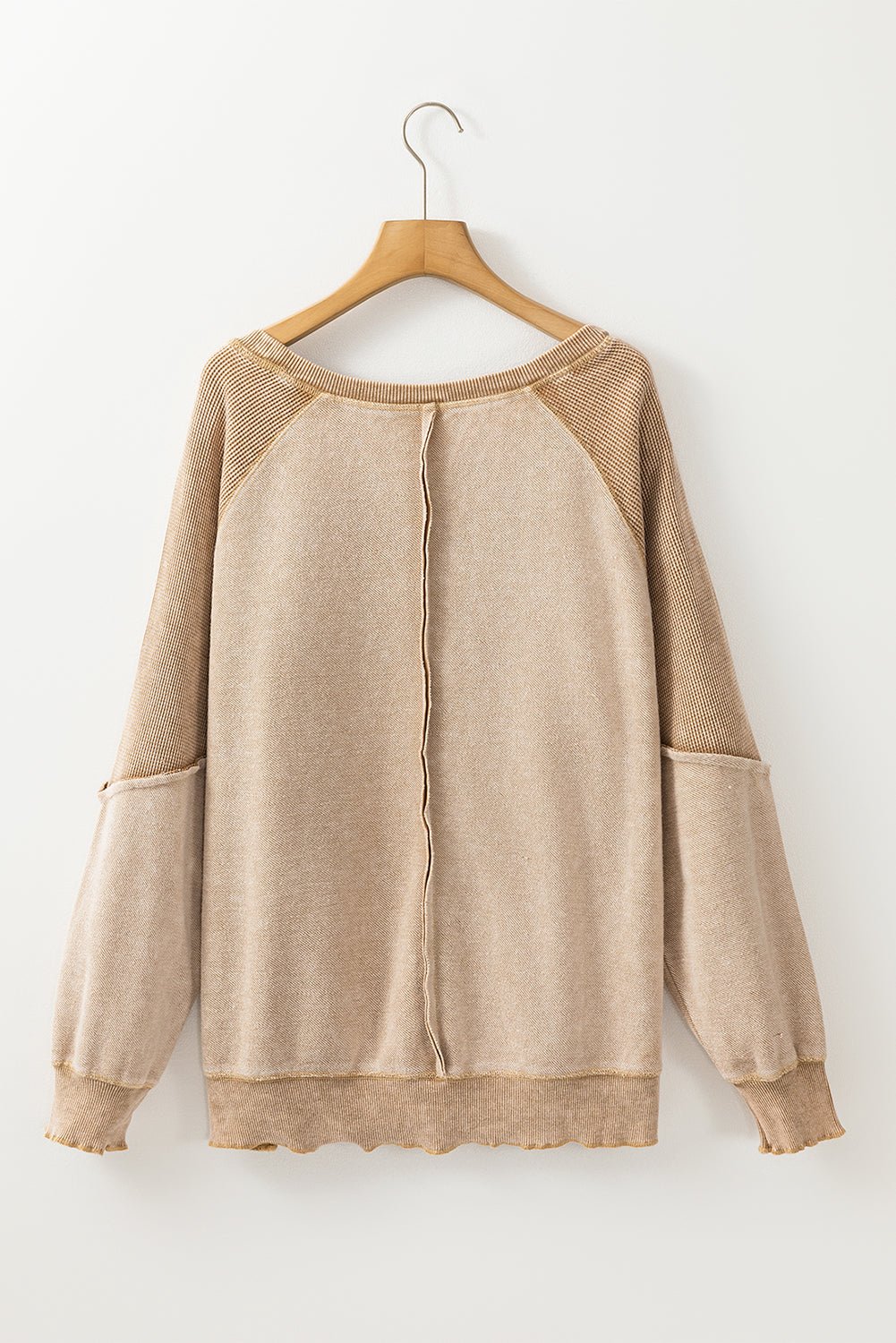 Threaded Pear Jolie Waffle Exposed Seam Raglan Sweatshirt