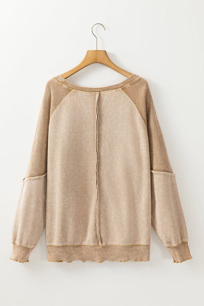 Threaded Pear Jolie Waffle Exposed Seam Raglan Sweatshirt
