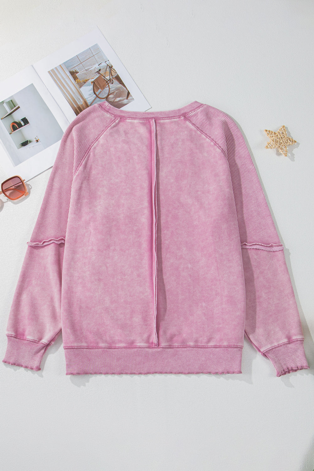 Threaded Pear Jolie Waffle Exposed Seam Raglan Sweatshirt