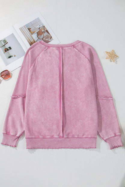 Threaded Pear Jolie Waffle Exposed Seam Raglan Sweatshirt
