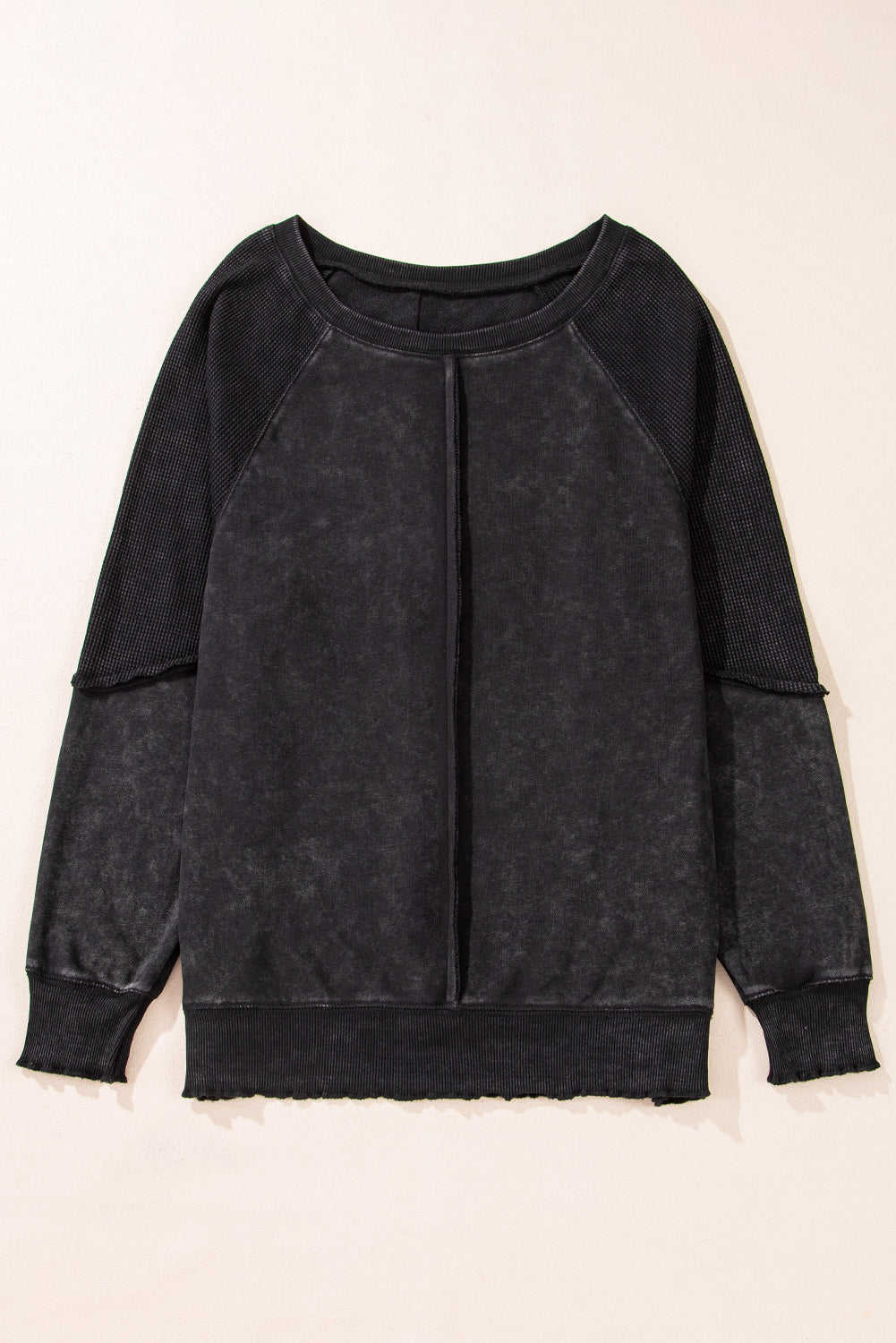 Threaded Pear Jolie Waffle Exposed Seam Raglan Sweatshirt