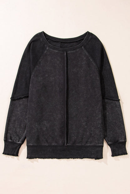 Threaded Pear Jolie Waffle Exposed Seam Raglan Sweatshirt