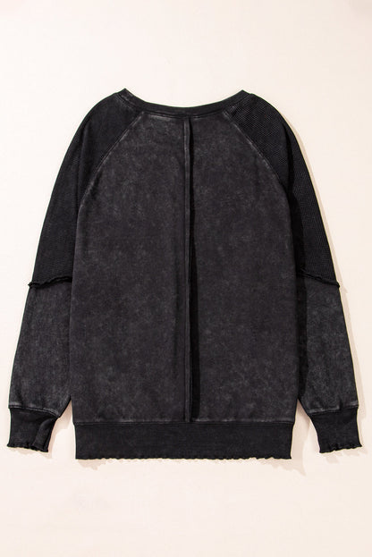 Threaded Pear Jolie Waffle Exposed Seam Raglan Sweatshirt