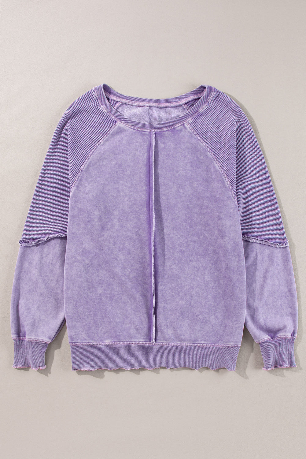 Threaded Pear Jolie Waffle Exposed Seam Raglan Sweatshirt