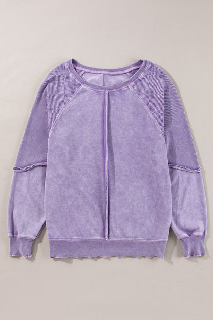 Threaded Pear Jolie Waffle Exposed Seam Raglan Sweatshirt