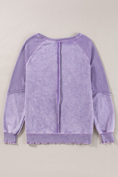 Threaded Pear Jolie Waffle Exposed Seam Raglan Sweatshirt