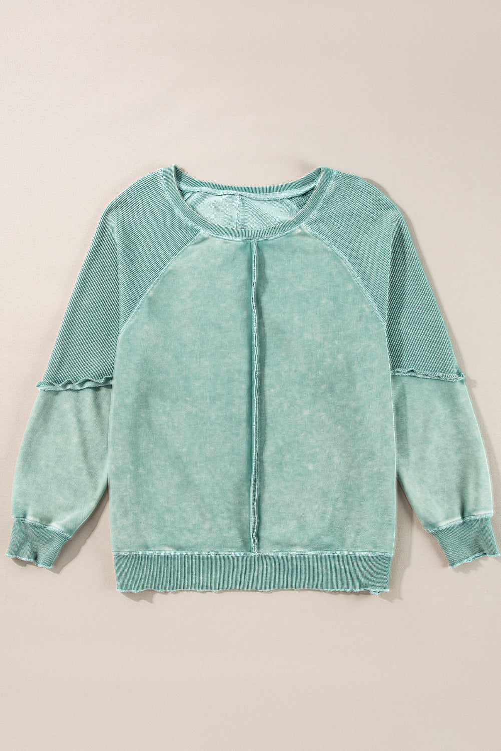 Threaded Pear Jolie Waffle Exposed Seam Raglan Sweatshirt