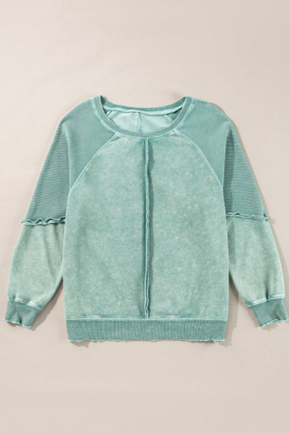 Threaded Pear Jolie Waffle Exposed Seam Raglan Sweatshirt