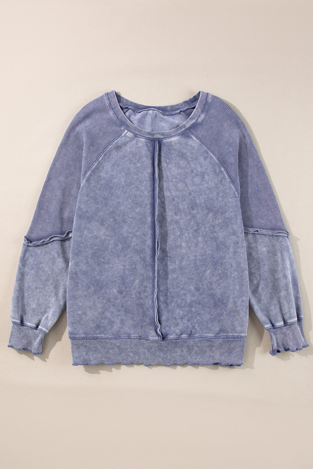 Threaded Pear Jolie Waffle Exposed Seam Raglan Sweatshirt