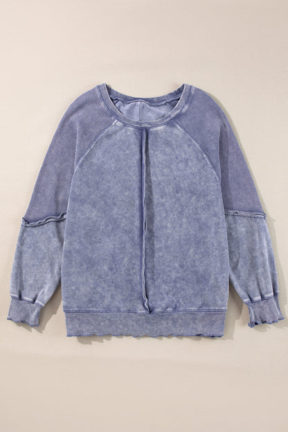 Threaded Pear Jolie Waffle Exposed Seam Raglan Sweatshirt