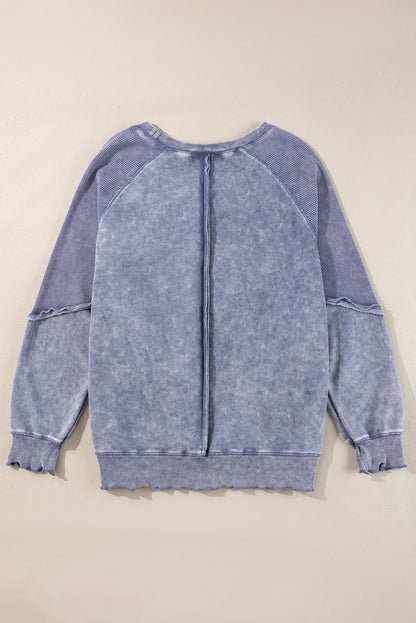 Threaded Pear Jolie Waffle Exposed Seam Raglan Sweatshirt