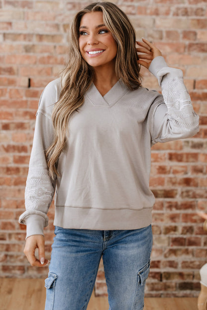 Threaded Pear Kaylee aztec Embroidered Western Sweatshirt