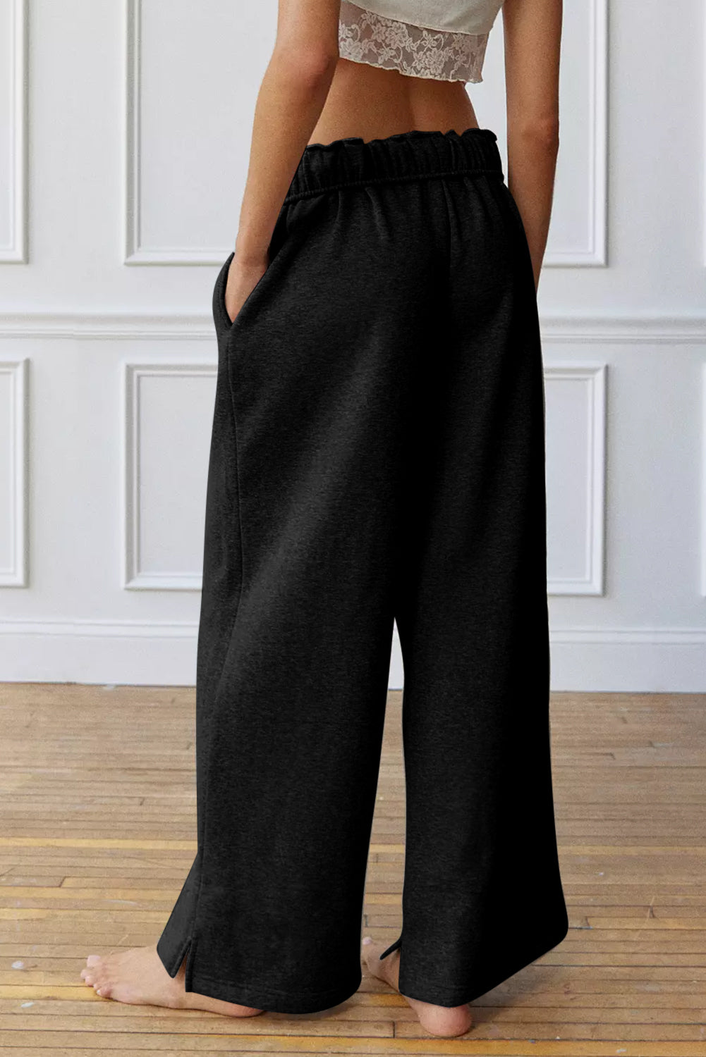 Threaded Pear Greta Elastic High Waist Drawstring Sweatpants