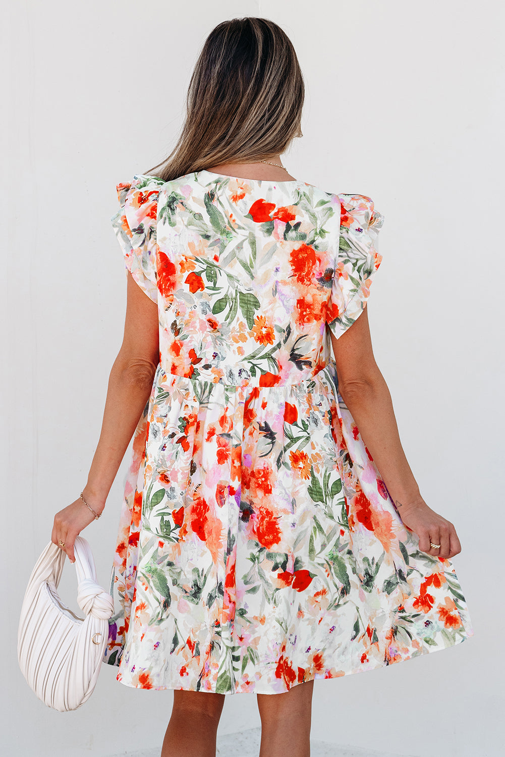 Threaded Pear Salem Floral Ruffle Sleeve Dress