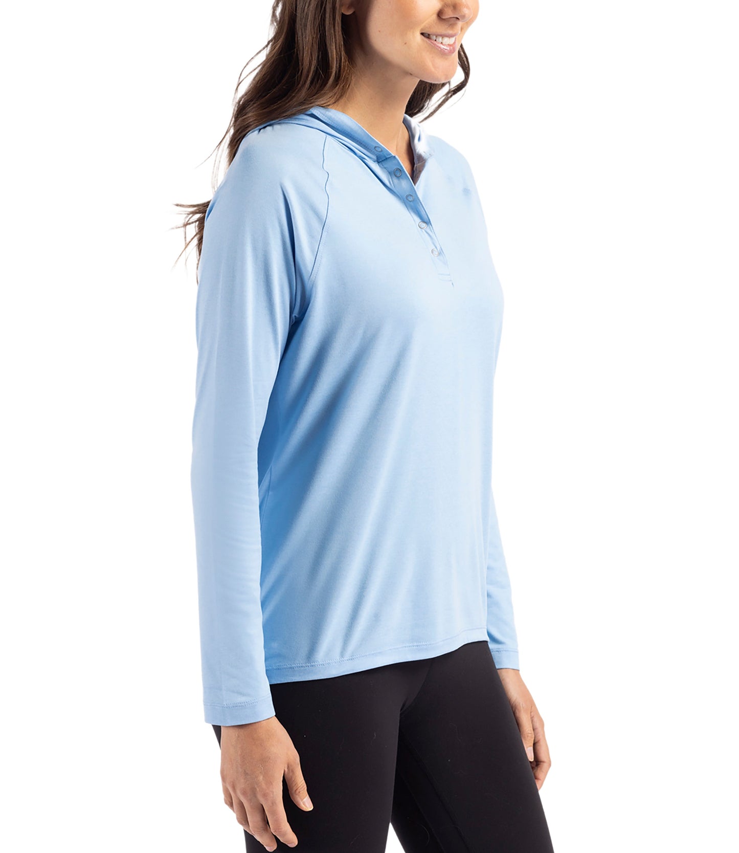 Cutter & Buck Coastline Epic Comfort Eco Recycled Womens Hooded Shirt by Cutter & Buck Apparel