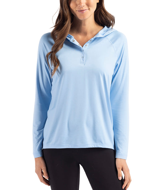 Cutter & Buck Coastline Epic Comfort Eco Recycled Womens Hooded Shirt by Cutter & Buck Apparel
