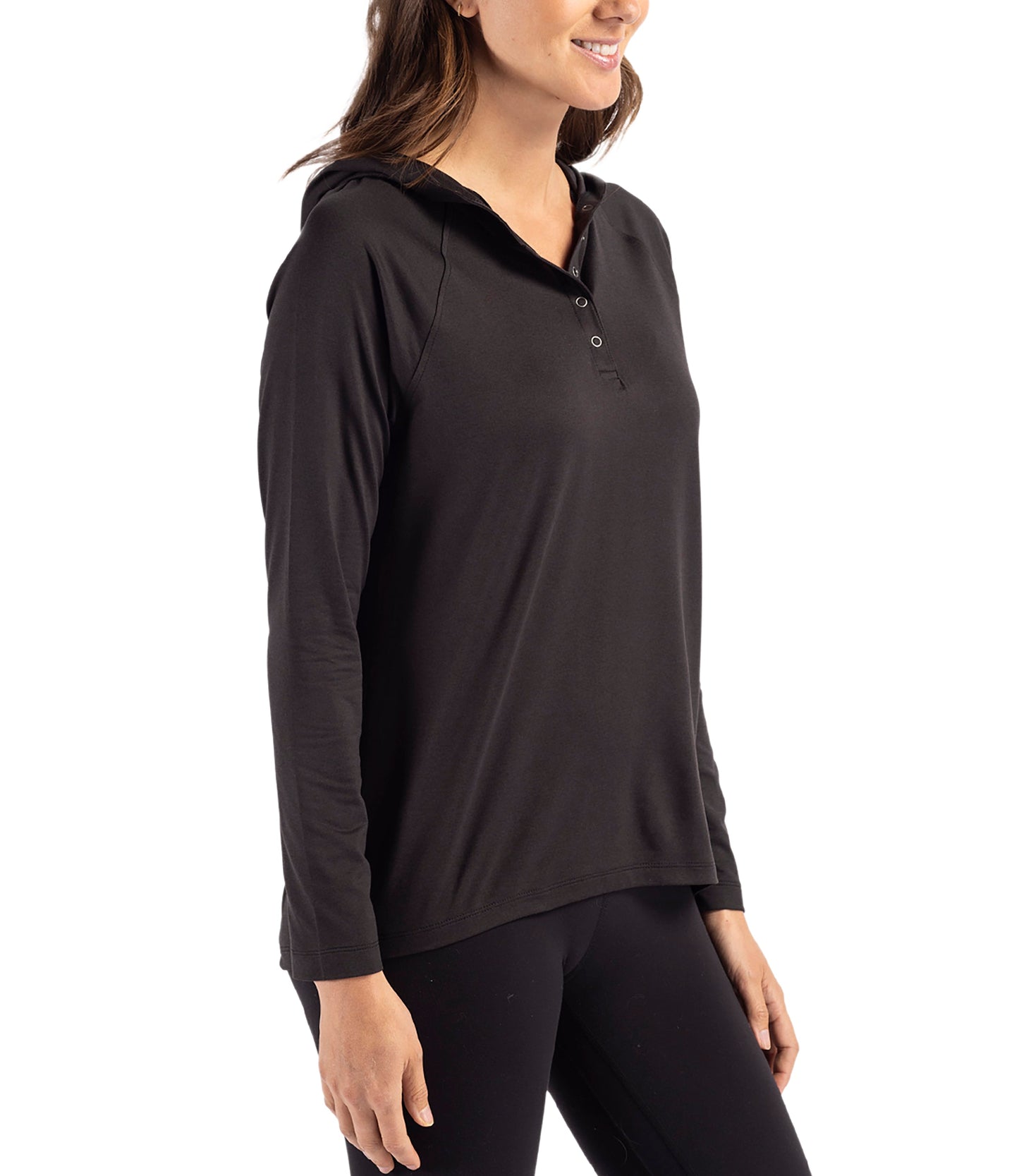 Cutter & Buck Coastline Epic Comfort Eco Recycled Womens Hooded Shirt by Cutter & Buck Apparel