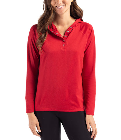 Cutter & Buck Coastline Epic Comfort Eco Recycled Womens Hooded Shirt by Cutter & Buck Apparel