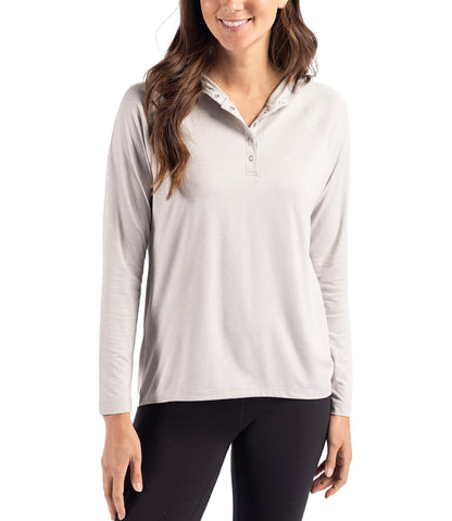Cutter & Buck Coastline Epic Comfort Eco Recycled Womens Hooded Shirt by Cutter & Buck Apparel